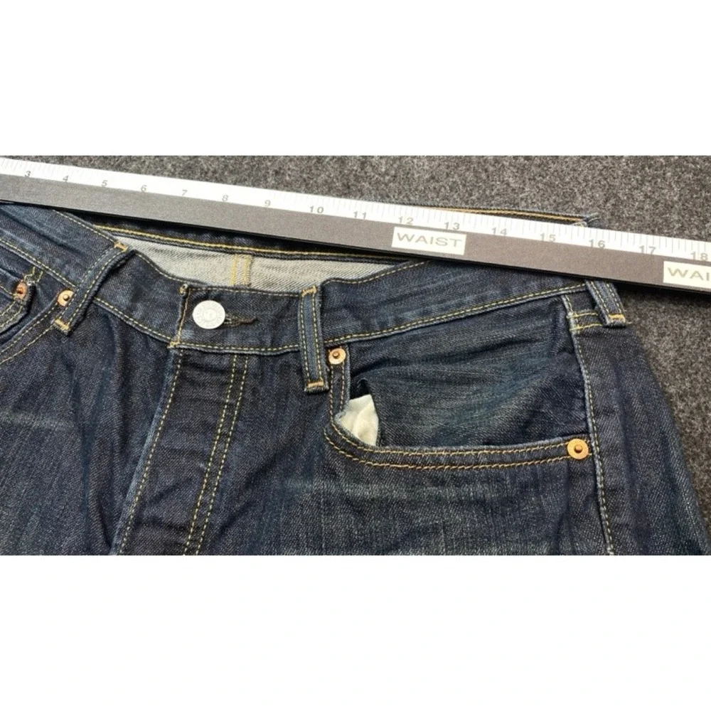 Levis 501 Original Fit Jeans Mens 33x34 Blue Dark Wash Button Fly Denim